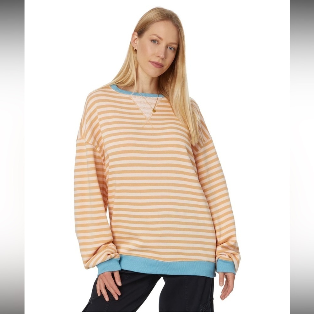 NWOT Free People Womens Classic Striped Crew Latte Combo